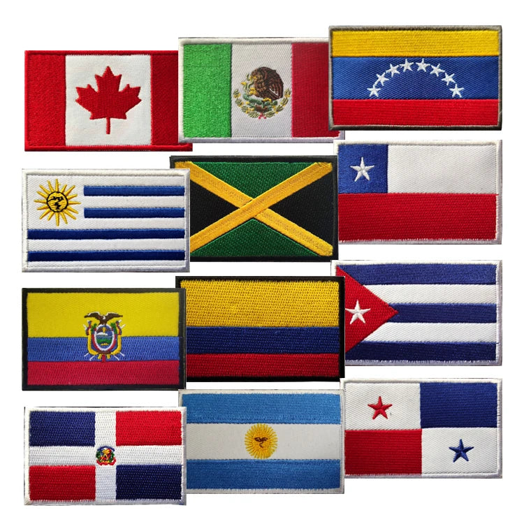 America All Country Embroidery Flag Patch Hook and Loop Tag Armband logo Sew on Iron on  Custom Patches