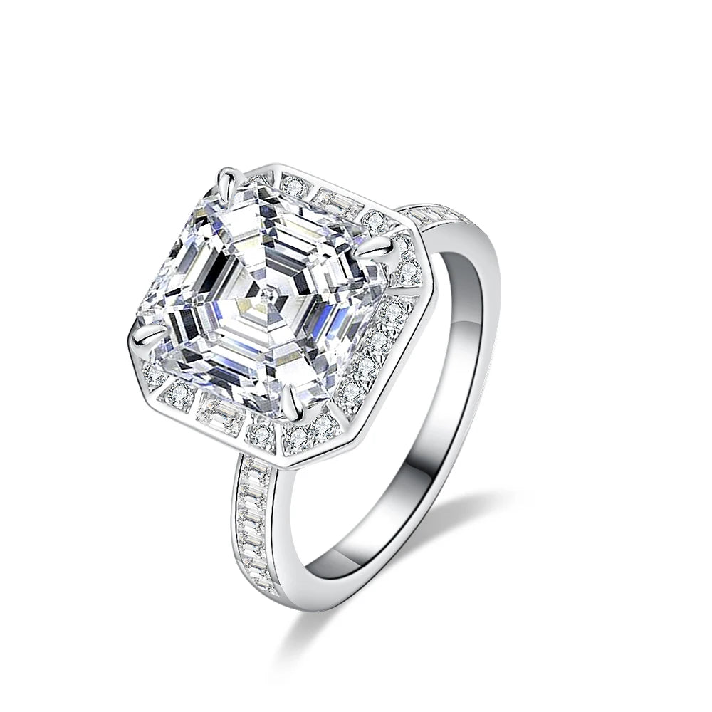 Fine Fashion Jewelry Radiant VVS Moissanite Diamond Ring Rhoudium Cluster Wedding Engagement Ring S925 Sterling Silver Rings