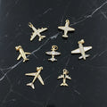 CZ8698 Mini Little 18k Gold Zircon CZ Micro Pave Plane Aircraft Airplane Charms for Bracelet Earring Jewelry Making