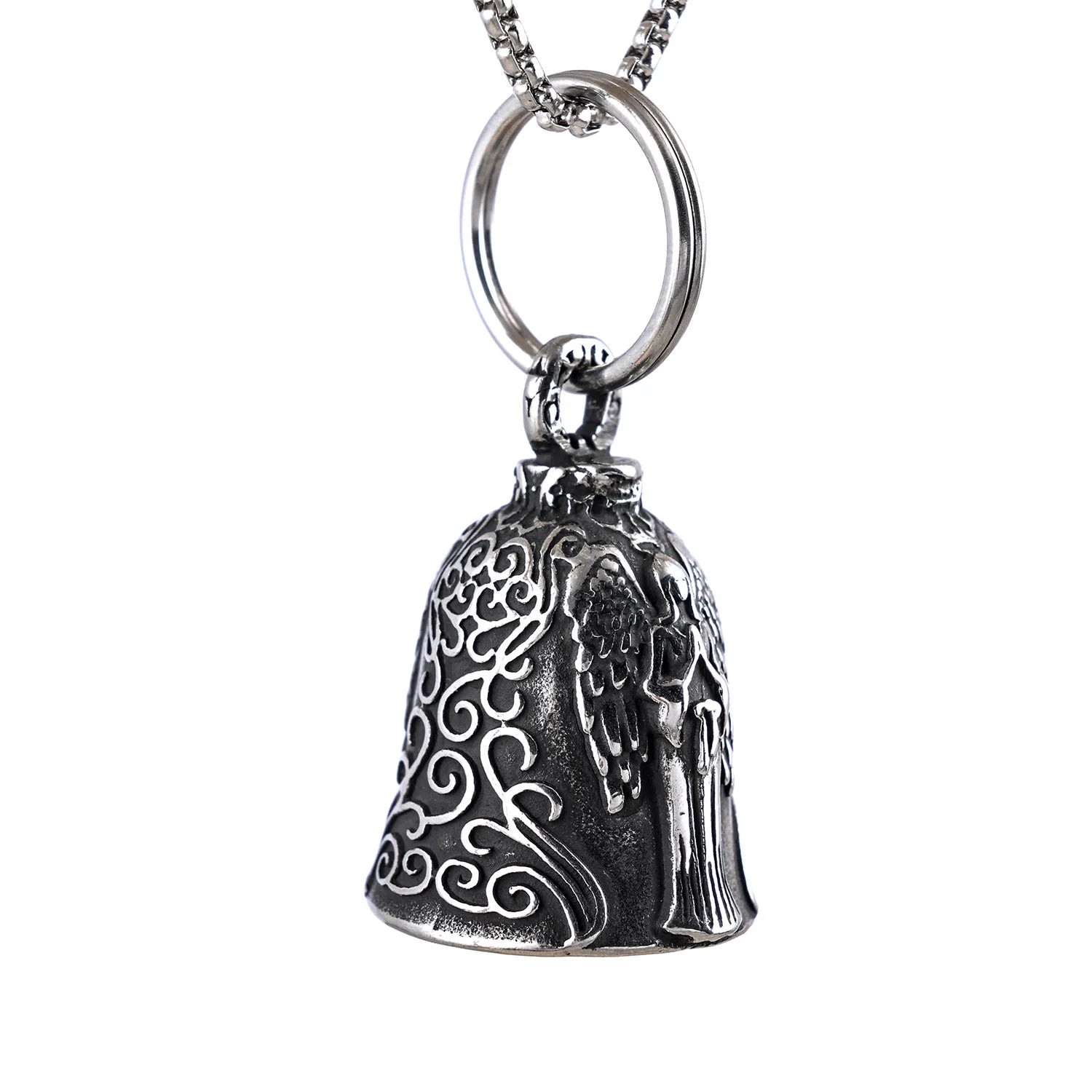 Never Ride Faster Than Your Guardian Angel Can Fly Guardian Riding Bell Stainless Steel Biker Motorcycle Pendant Bell Necklace