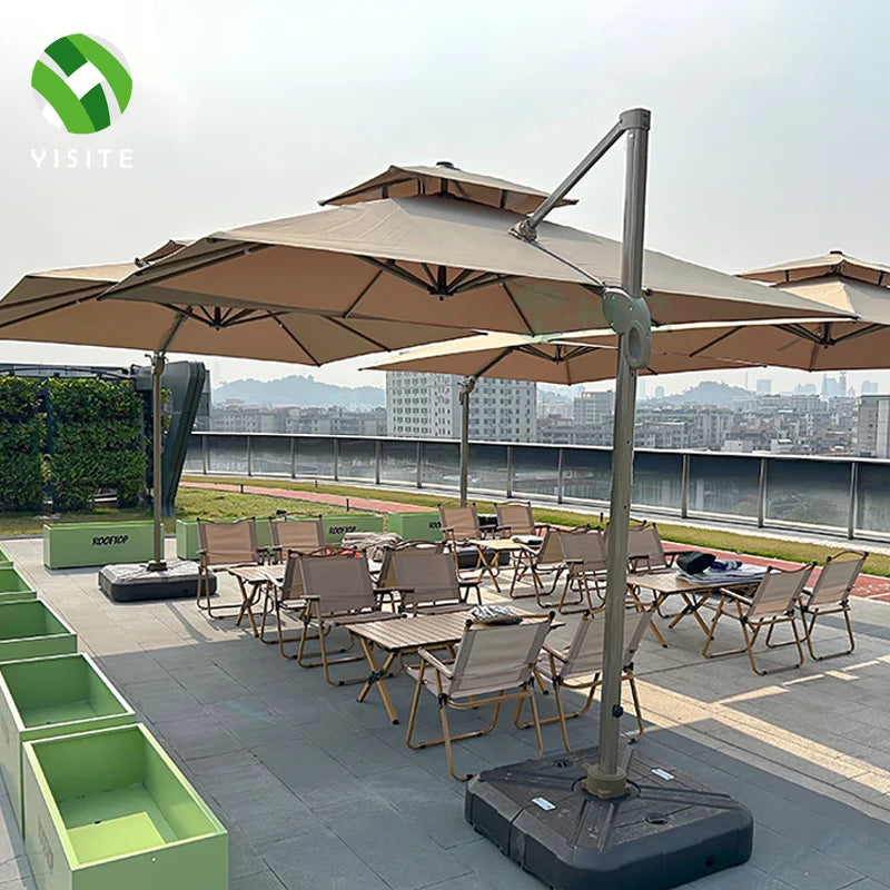 YST Outdoor Sunshade Umbrella Parasol Waterproof Fabric Pungee Straight Style Roman Design Electric Roller Shades Cafes Hotels
