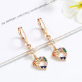 Hypoallergenic Cubic Zirconia Womens Earrings Trendy Heart-Shaped Long Hanging Joyas 18k Laminated Gold Dangle Earrings for Girl