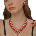 Bestselling Luxury Women's Bridal Engagement Necklace & Earrings Set Platinum Plated ZIRCON Jewelry for Weddings Parties