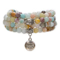 Personalized 108 Mala Beads Bracelet/Necklaces Genuine Gemstone Mala Prayer Beads Lotus Pendant Charm Meditation Necklace
