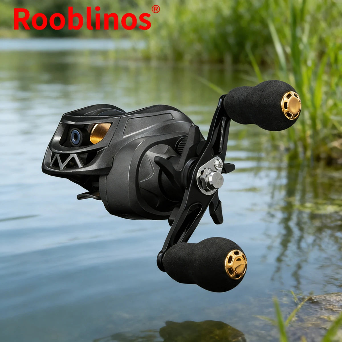 [Germany Stock] Rooblinos AK2000 Left Hand Baitcasting Reels-7.2:1 Gear Ratio Aluminum & Nylon Fake Bait for River Lake Fishing