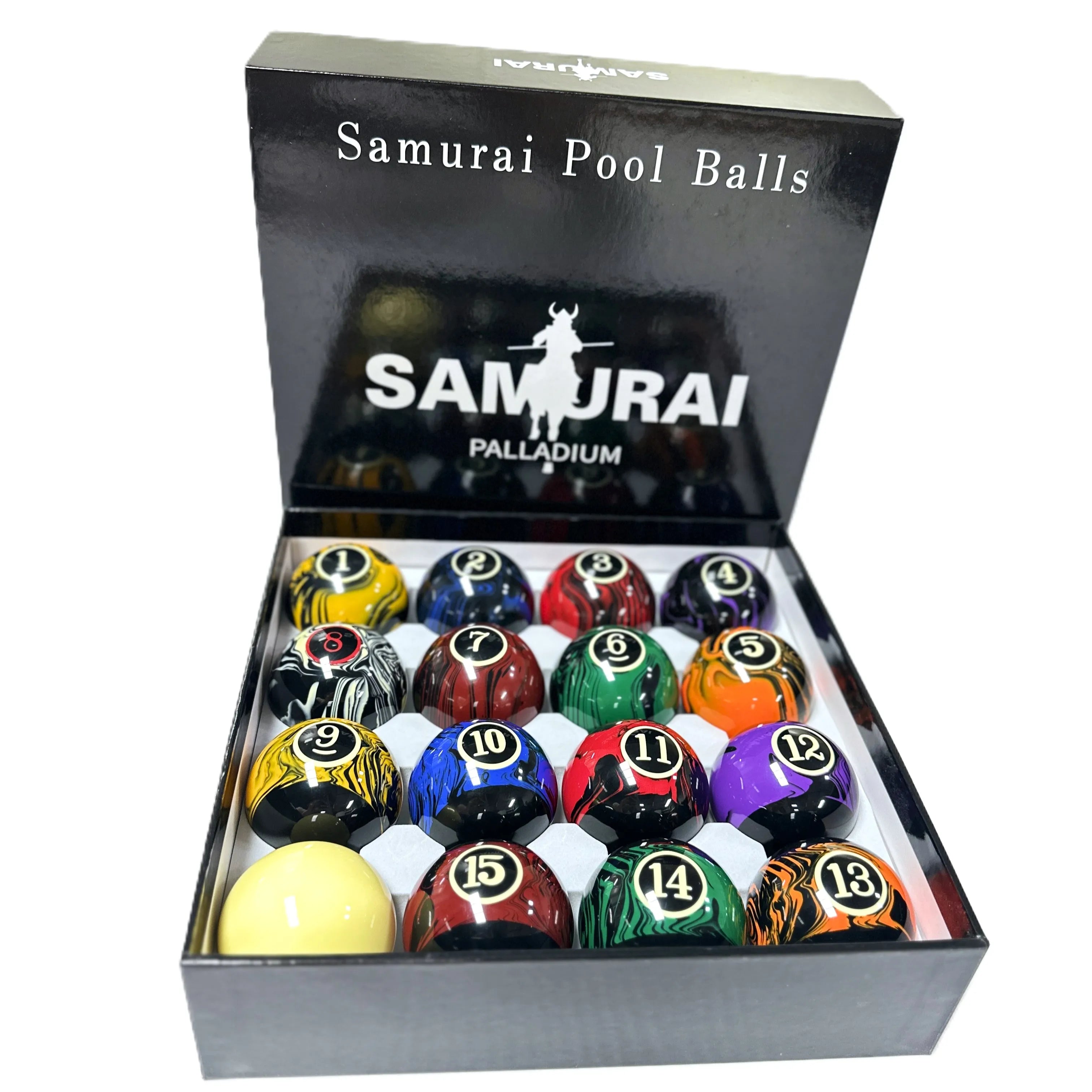 Xikuno High-Grade 8A Black Marble Design Pool Balls 2-1/4\" 57.2mm Resin Balls 16-Pieces/SET Latest Billiards Set