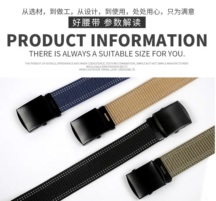Wholesale Fashion Casual Canvas Quick Release Belt Jeans Belt Outdoor Mountaineering Light Belt Custom Color logo