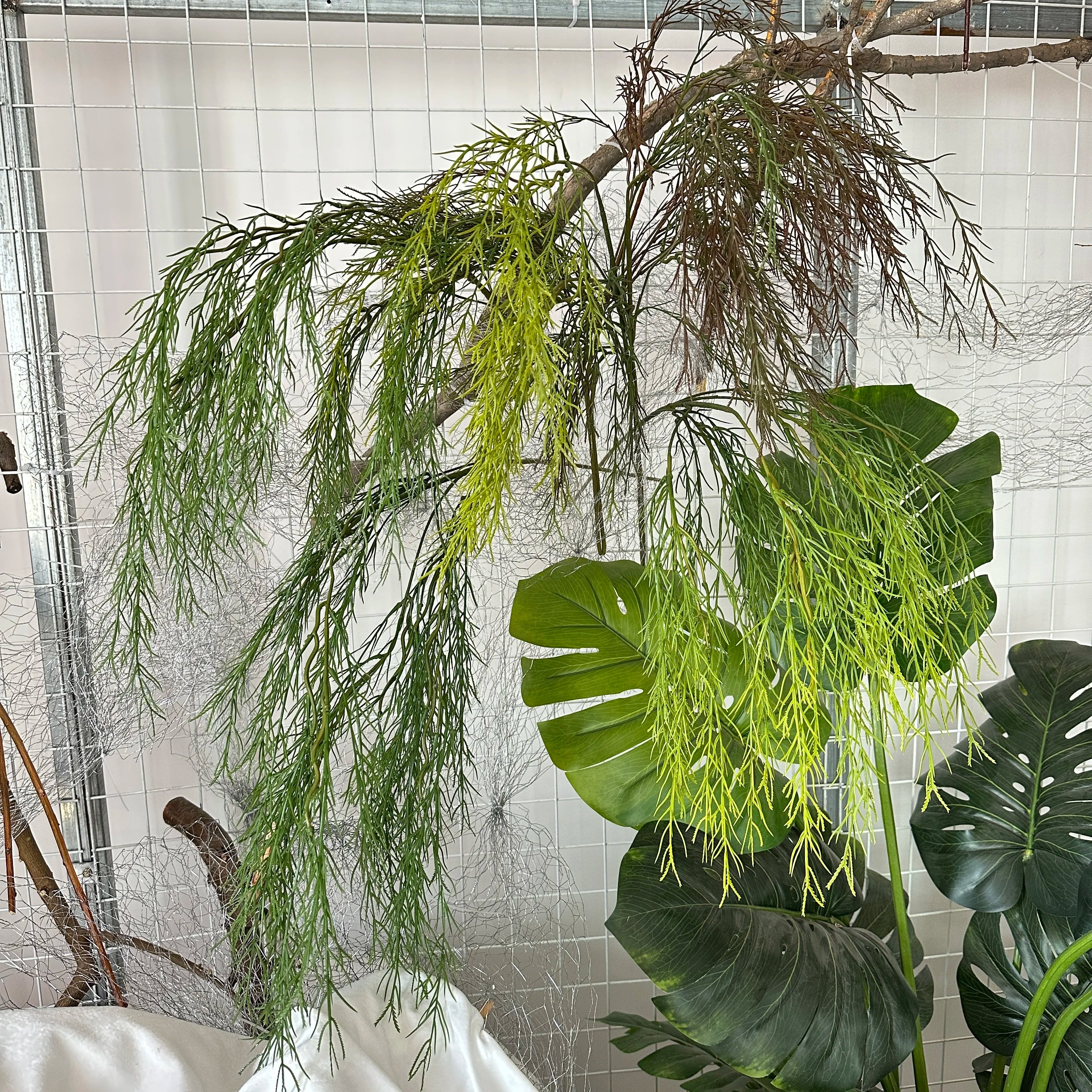 Queyiyi Long Branches Leaf Artificial Plant  Long Branch Willow Bud Home Decor