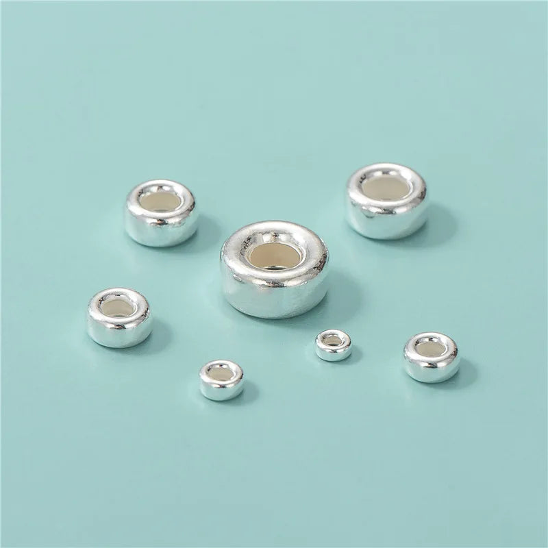 Jewelry Findings Wheel Beads 925 Sterling Silver Flat Round Spacer Beads for Jewelry Making