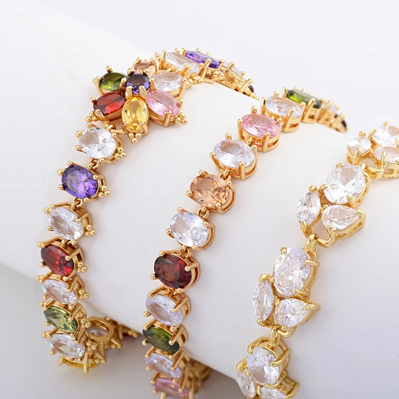 Fine Jewelry Diamond Bracelet Women Brass Zircon Bracelet Women 18k Gold Plated Copper Bracelet for Women Braccialetti Da Donna
