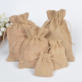 Custom Logo Small Brown Burlap Gift Draw String Pouch Custom Natural Hessian Large Jute Drawstring Bag