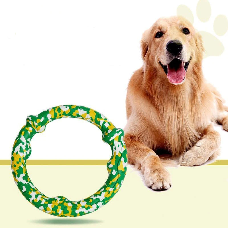 Camouflage Pattern Pet Bite Ring Shape Toy Durable Tough Bamboo Fiber Materials Interactive Dog Chew Training Toy