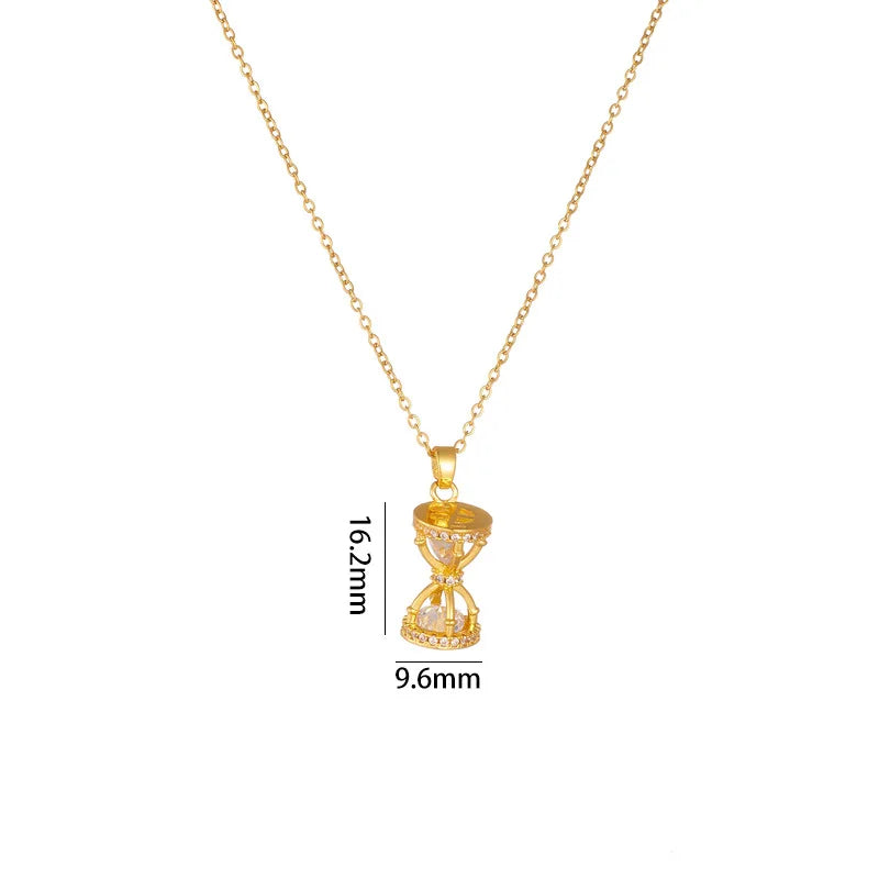 Wholesale New Charm Geometric Necklace for Women Classic Style Stainless Steel Pendant with Zircon for Gift Accessories