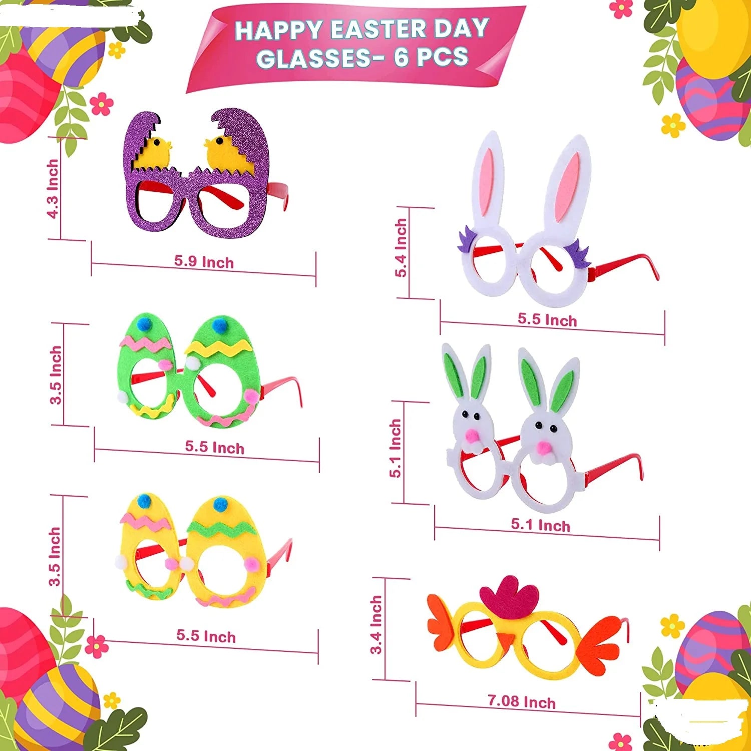 2025 NEW Felt Easter Glasses for Kids  Hatching Eggs Foam Easter Bunny Eyeglasses  Easter Bunny Glasses for Kids