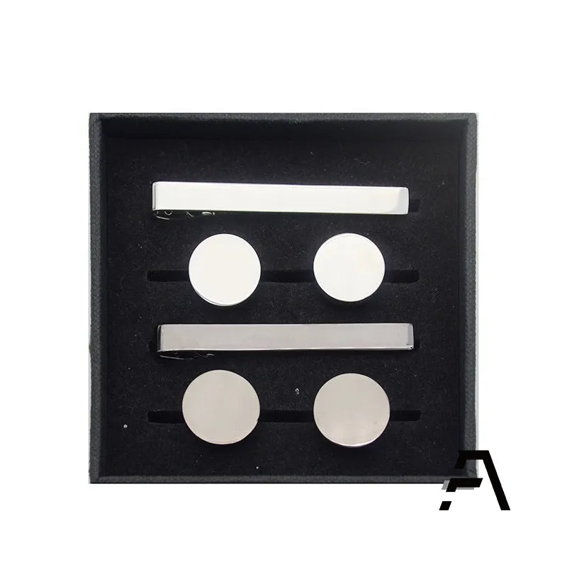 Classy 4pcs Tie Clip Pin and Cufflinks Set for Wedding Engagement Party Anniversary-Perfect Gift