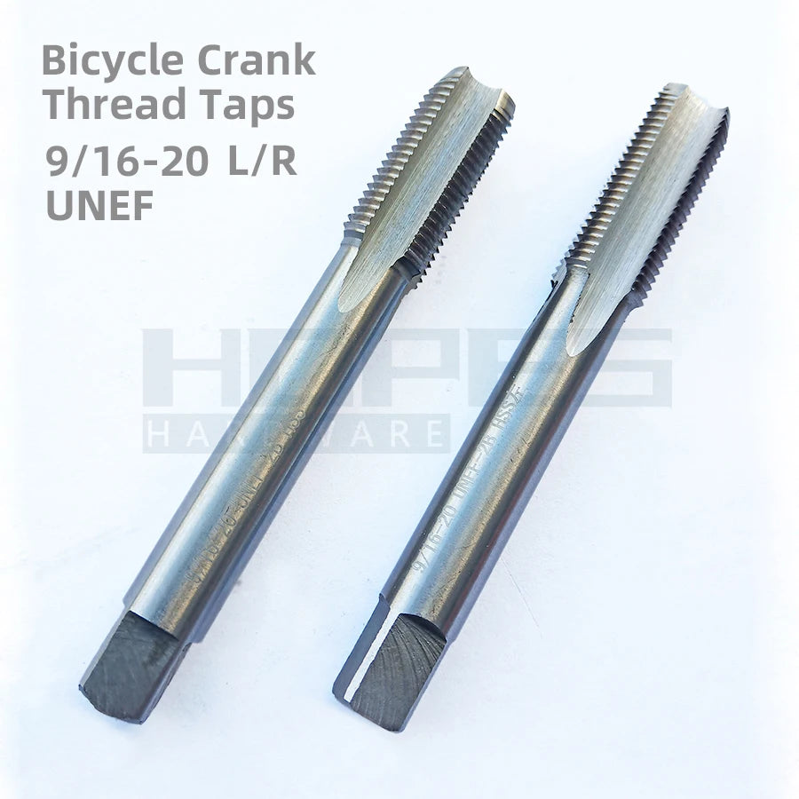 HSS Straight Flute UNEF 9/16-20 Standard Bicycle Crank Thread Taps Left and Right for Pedal Screw Installation