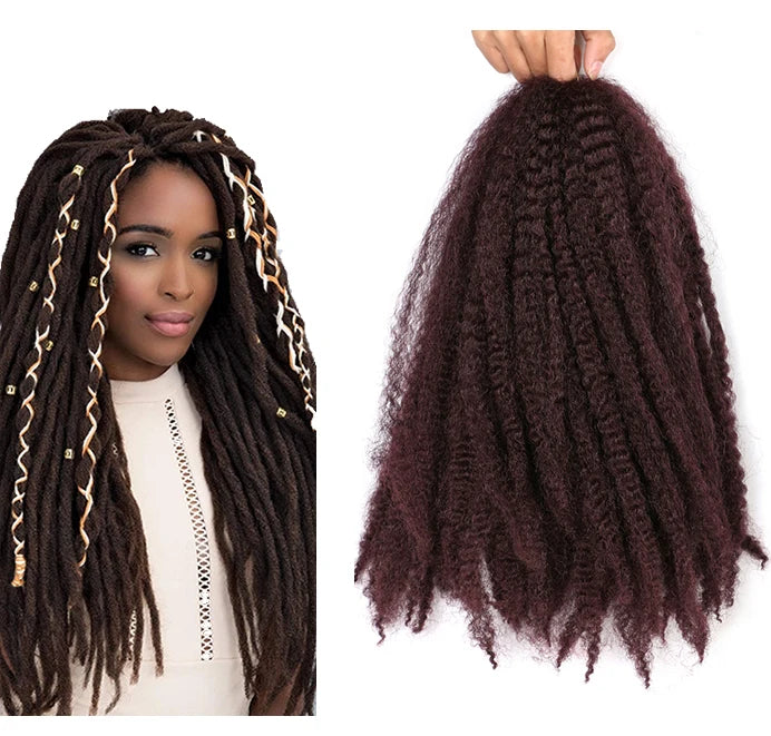 Afro Kinky Twists Braiding Hair Colorful Braids 18 Inch Crochet Hair Extensions Synthetic Marley Hair
