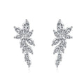 Fine Jewelry 925 Sterling Silver Feather Wing Women Fashion Diamond Earrings