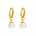 Shescity INS Style 18K Gold Plated Stainless Steel Drop Earrings Trendy Pearl Charm Designer Huggie Earrings Jewelry for Women