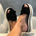 Women Thick Sole Slipper Wholesale Beach Slides Sandals Open Toe Bowknot Sandals with Low Price