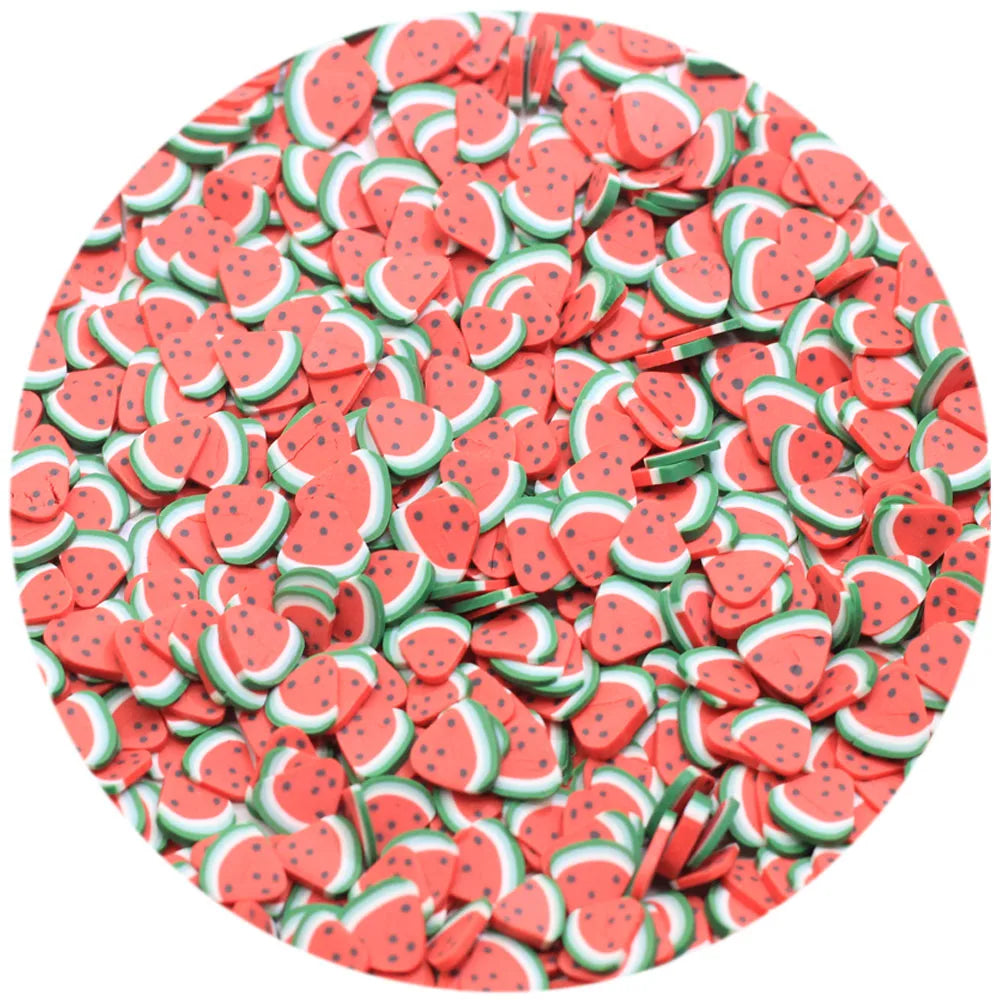 Cute Miniature 500g/bag Kawaii Soft Polymer Clay Watermelon Beads Soft Stickers for Slime Making DIY Toys
