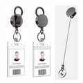 Metal Zinc Alloy ID Badge Outdoor Heavy Duty Wire Rope Key Ring Tactical Retractable Metal Badge Reels Holder Keychain