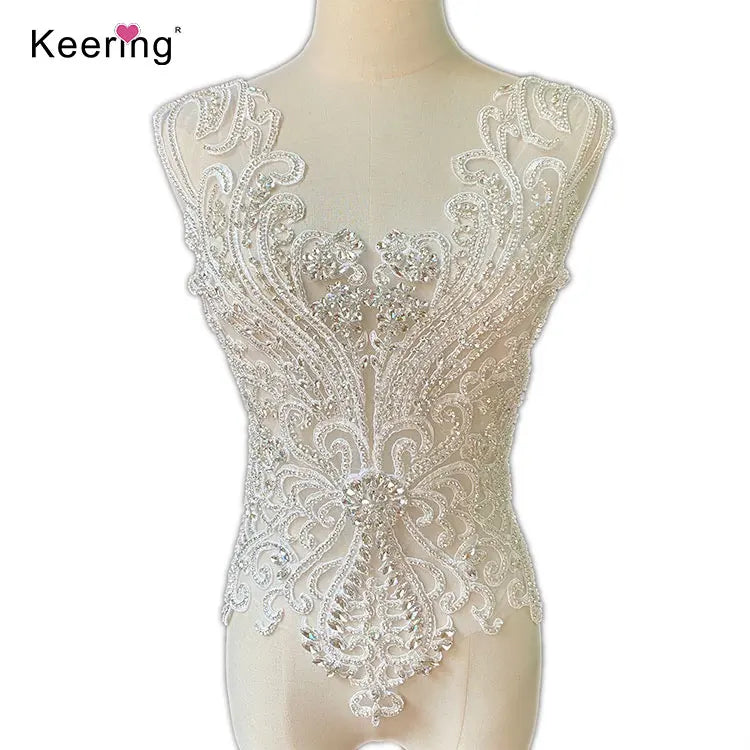 2021 New Design Luxury Colorful Bodice Rhinestones Appliques Crystal Sew on Patches for Gown WDP-392