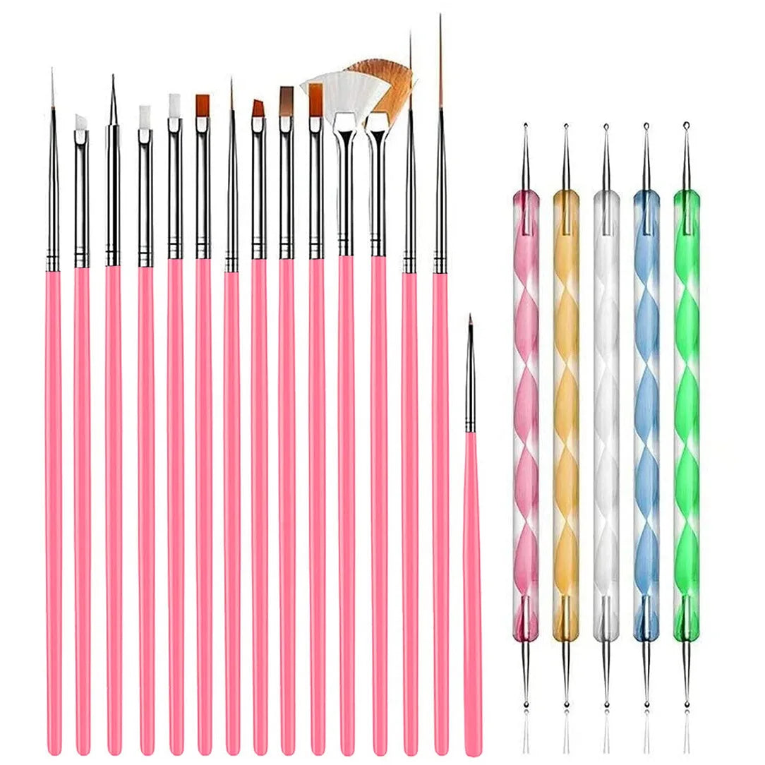 20pcs Nail Art Design Tools 15pcs Nail Art Brushes Kit with 5pcs Nail Dotting Pens