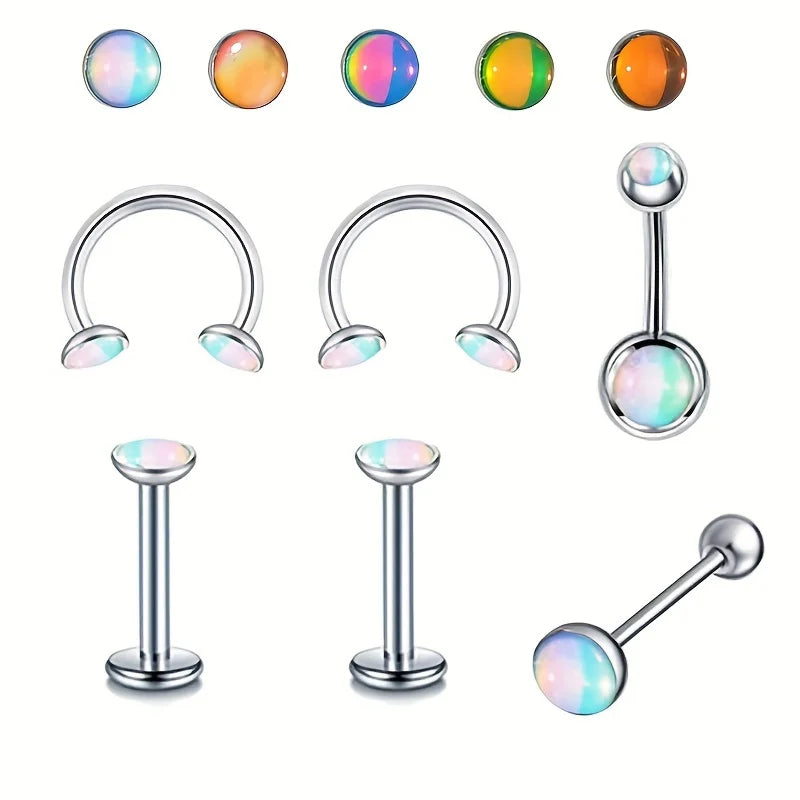Stainless Steel Silver Plated Anti-allergy Women Belly Button Nose Tongue Ring Wholesale Lip Ring Wedding Engagement Gift