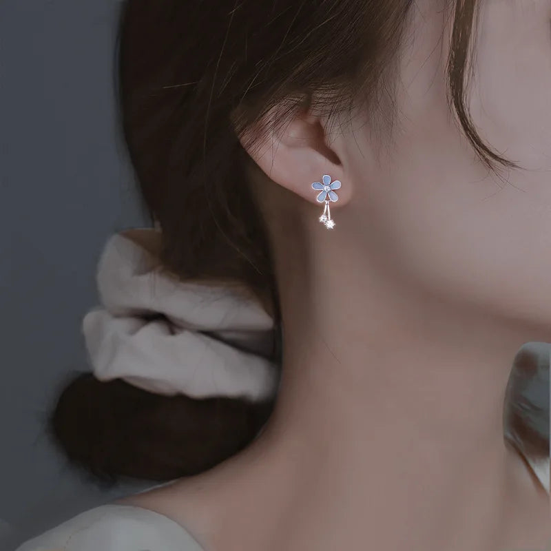 925 Silver Flower Tassel Earring for Women Gold Plated Trendy & Cute Fashion Jewelry for Wedding & Anniversary