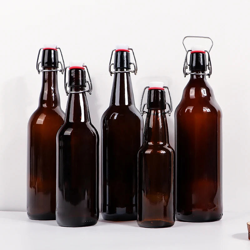 Wholesale 330 ml 500 ml Amber Swing Top Glass Beer Bottle with Flip Cap in Stock