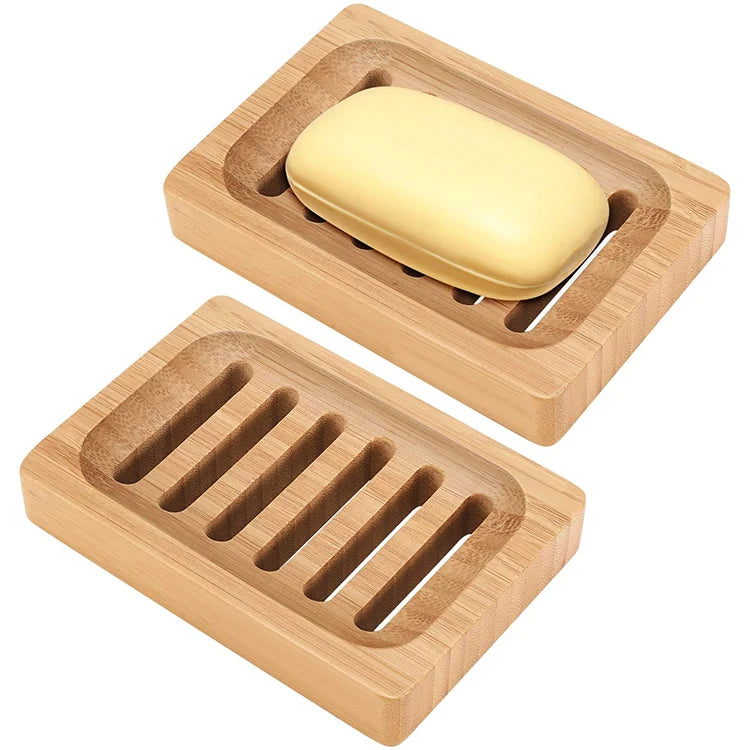 2021 Best-selling Strip Drain Farmhouse Manual Organic Natural Wooden Bamboo Soap Dish Tray for Bathtub