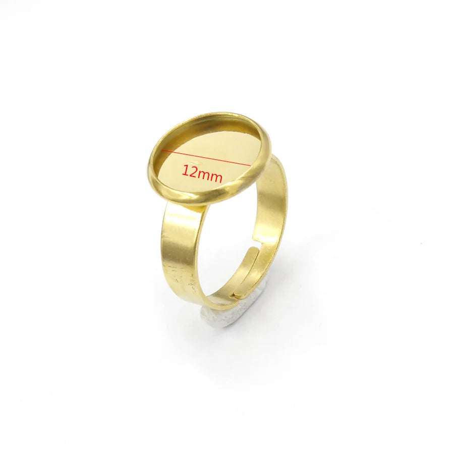 12MM Gold Stainless Steel Empty Ring Holder Diy Ring Accessories Blank Ring Finding Jewelry