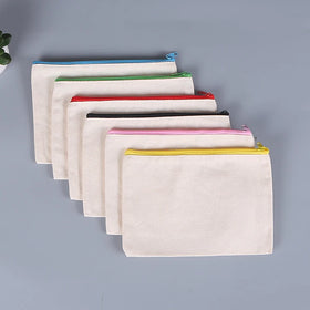 Hot Selling 10oz Pen Pouch Cosmetic Bag Factory Stocked Customized Cheap Blank Cotton Canvas with Nylon Zipper for Shopping