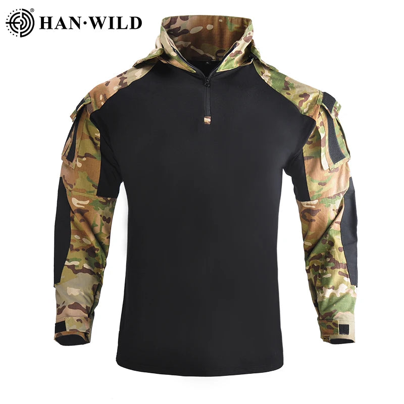 HAN WILD Customized Camouflage Training Jacket Long-sleeved Frog Suit Hiking Tactical Clothes