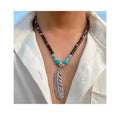 Bohemian Handmade Wooden Beads Necklace Turquoise Stone Clavicular Chain Feather Necklace for Men Jewelry