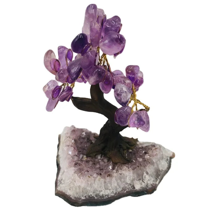 Wholesale Natural Amethyst Crystal Quartz Gemstone Bonsai Rich Lucky Tree for Gifts