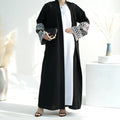 Wholesale New Arrival Ramadan Linen Embroidery Linen Open Abaya Femmes Robe Musulmane Abaya Women Muslim Dress Islamic Clothing