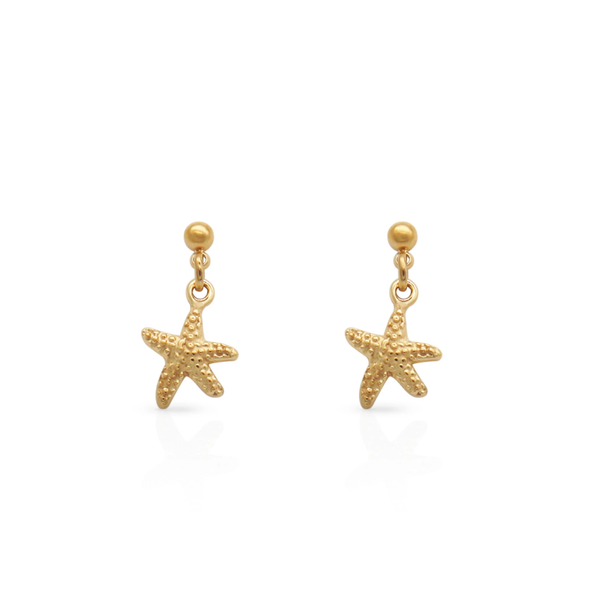 Chris April Ocean Style 316L Stainless Steel Pvd Gold Plated Water-proof Animal Starfish Shape Drop Earrings