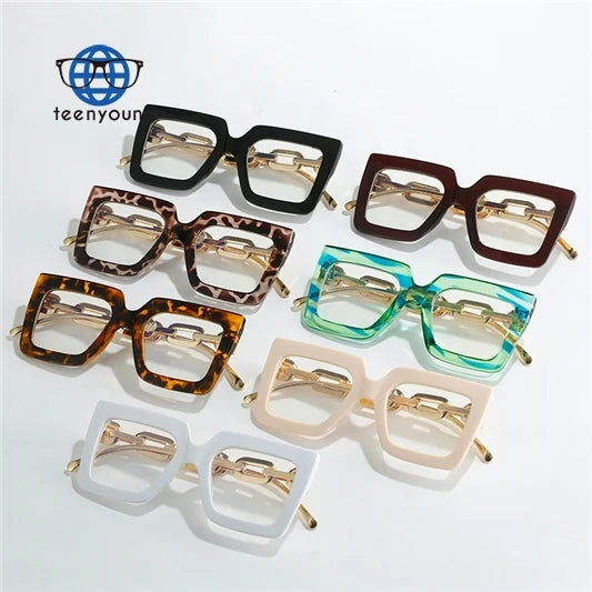 Teenyoun Ladies Chain Temple Oculos De Sol Irregular Frame Luxury Glasses Elegant Eyewear Optical Clear Lens