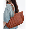 Retro Genuine Leather Customized Female Shoulder Braid Tote Bag Vintage Luxury Woman Big Woven Weave Basket Handbag Purse