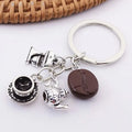 Promotion Coffee Cook Keyring Coffee Cup Portable Coffee Machine Tea Pot Food 3D Metal Key Chains Afternoon Dessert Accessories