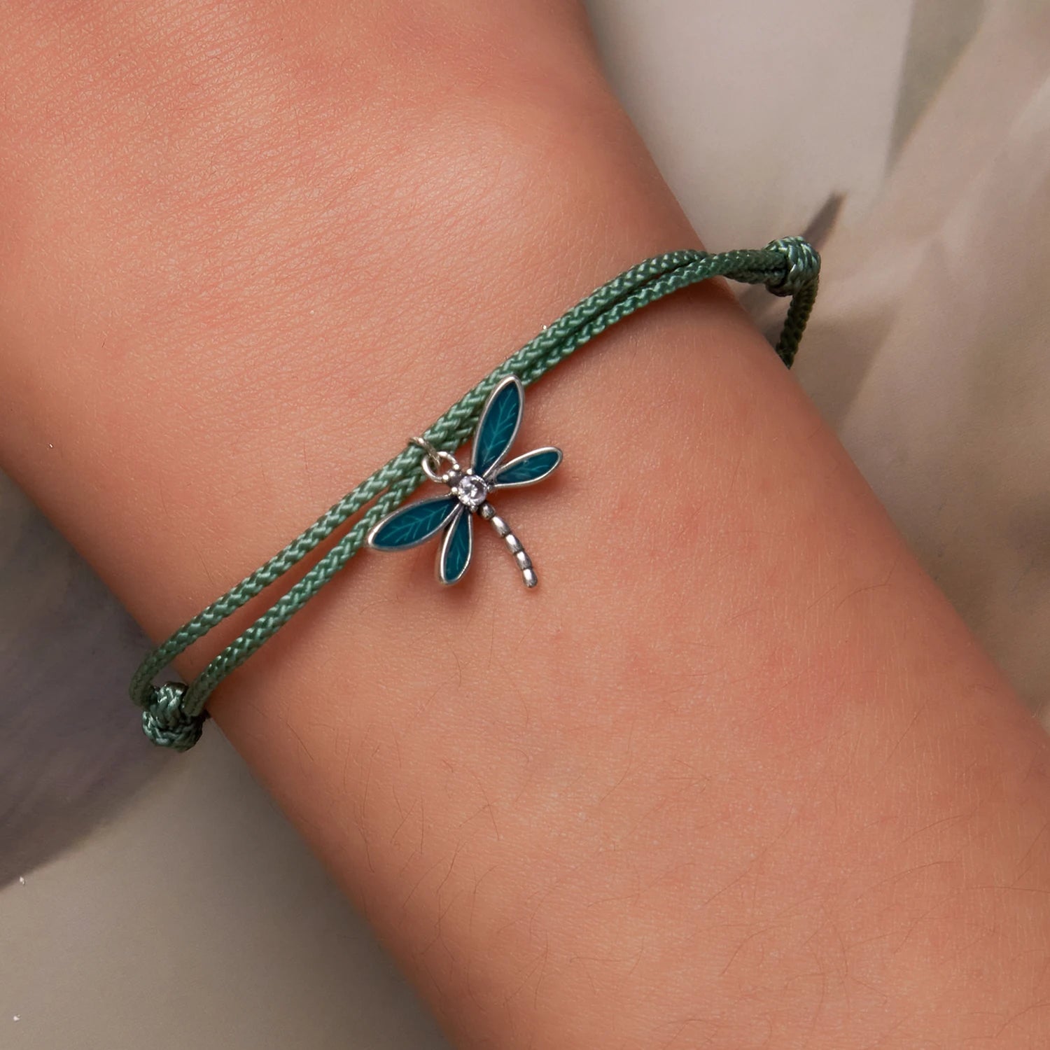 Fashion Dragonfly Bracelet 925 Sterling Silver Delicate Green Dragonfly Pendant Bracelet for Women Fine All-match Jewelry SCB237