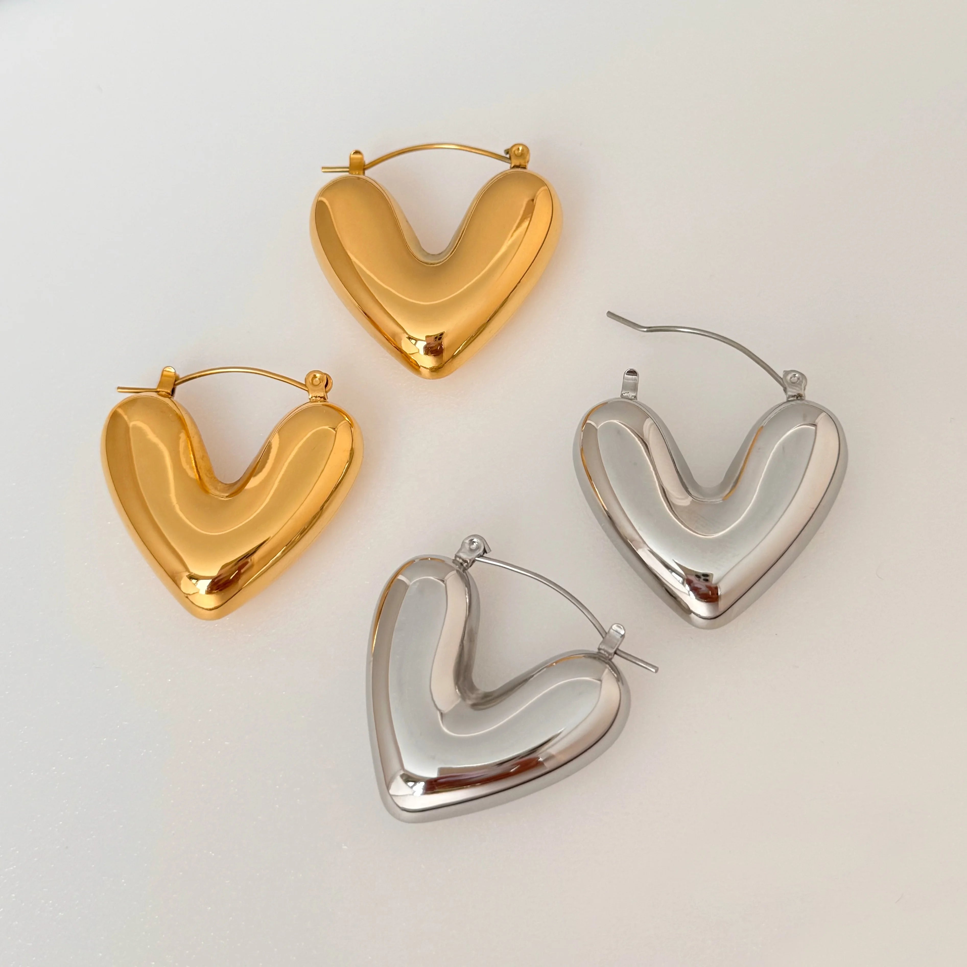 Dazan New HOT 18k Gold Plated Hypoallergenic Stainless Steel Vintage Polished Love Earrings Valentine s Day Jewelry for Women