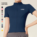 Custom Women Soft Comfortable Outwork Sports Short Sleeves Gym Zip up Jackets Tight Running Yoga Fitness Top