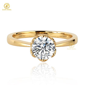 Wholesale Price 9K 14K 18K Real Gold Engagement Ring Solitaire Round Cut 1CT D VVS Moissanite Diamond Wedding Ring