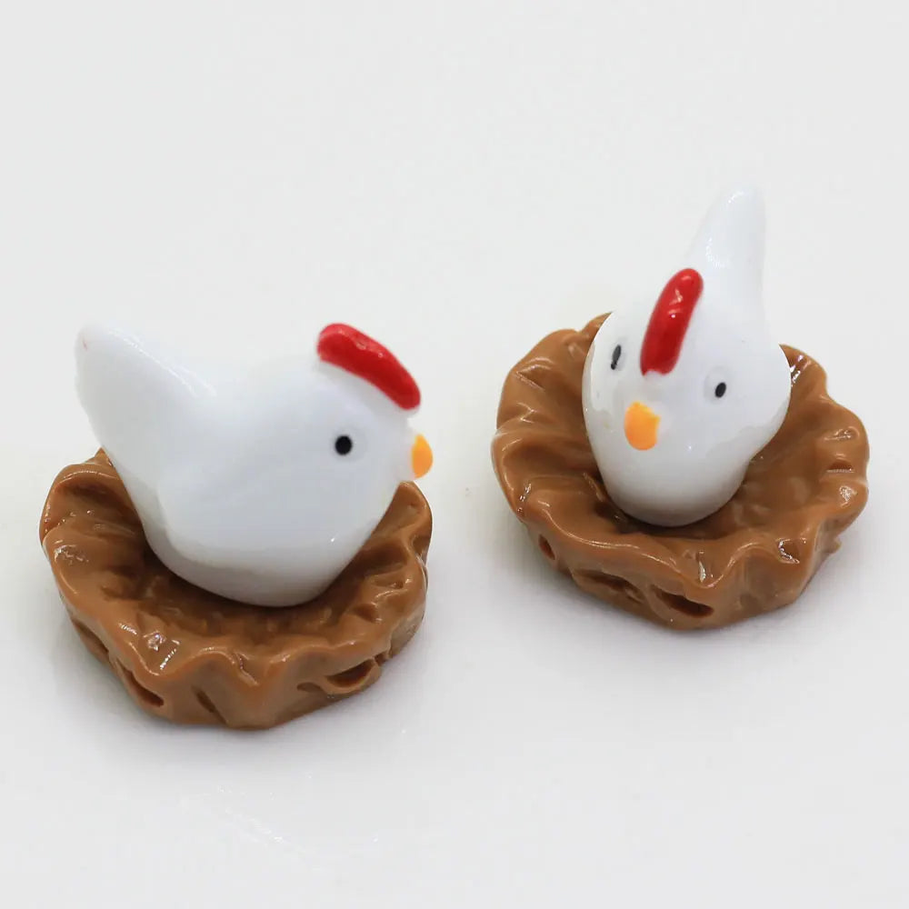 Kawaii 3D Resin Miniatures Microlandschaft Decorations Chicken Charms for Earring Making