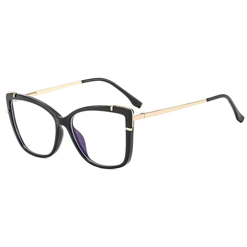 Luxury Top Selling Ultra Light Metal Eyewear Frame Women Vintage Cat Eye TR90 Anti Blue Light Glasses Frame