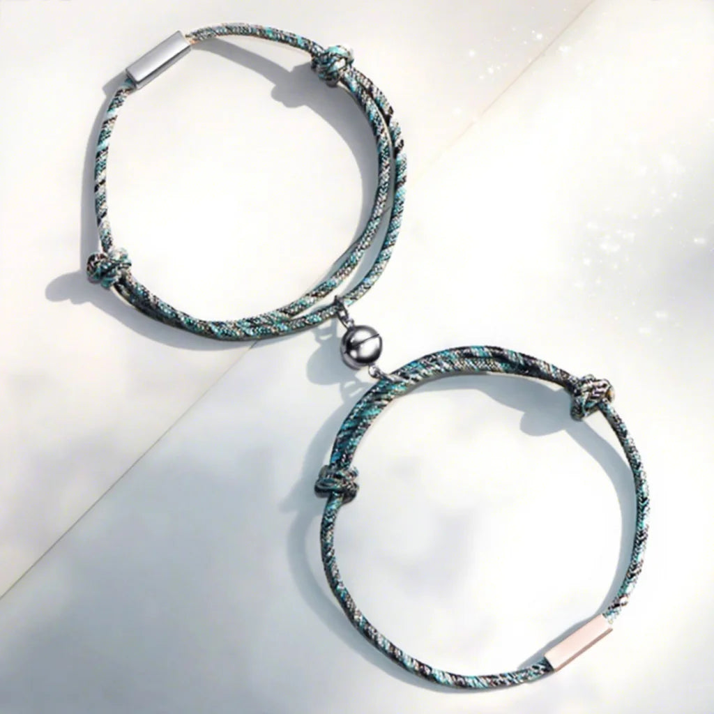 Valentine's Day Party Gift Trendy Stainless Steel Rope Letter Magnetic Chain Couple Charm Bracelet Personality Engraving Jewelry