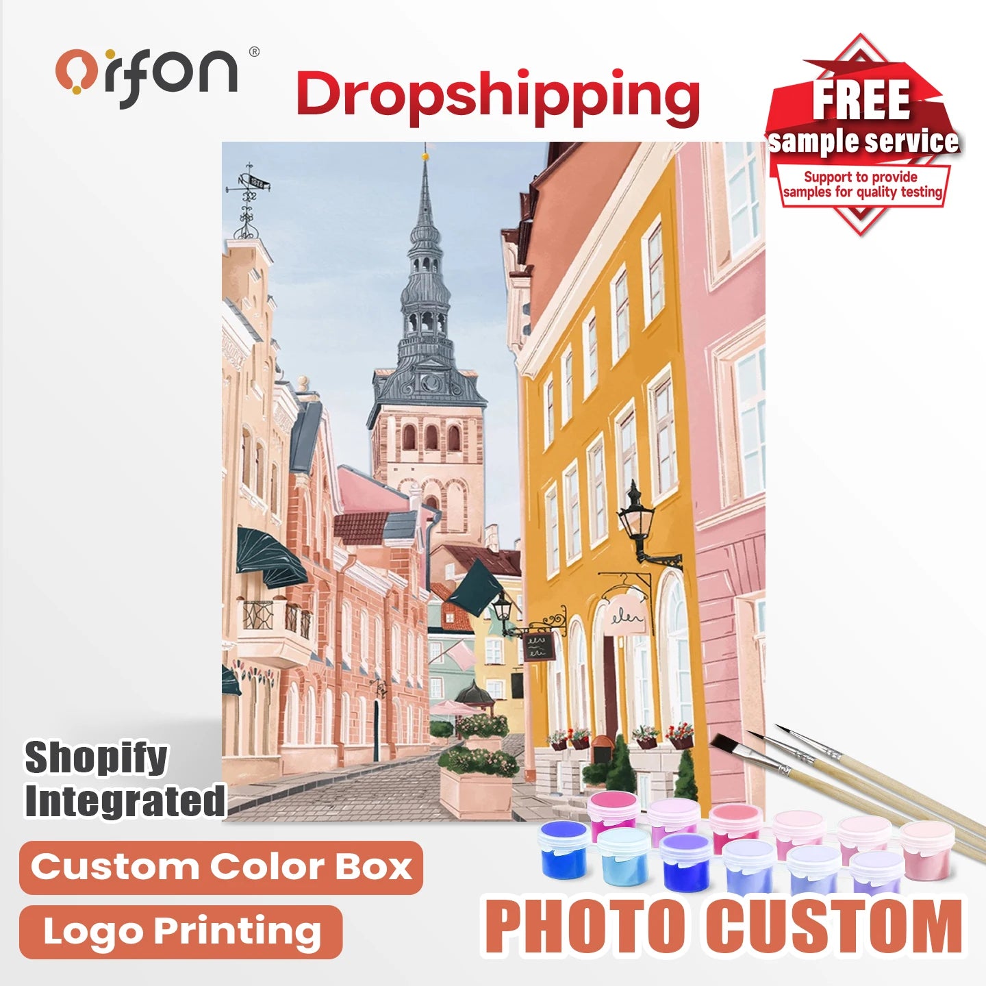 Orfon Dropshipping Streetscape Paint by Numbers Kit for Adult - DIY Oil Painting Acrylic Set for Home Decor Wholesale
